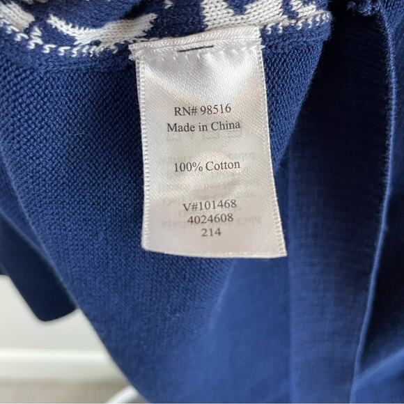 Coldwater Creek Navy White Nautical Sailboat 8 Button Cotton Cardigan 2X - Picture 7 of 8